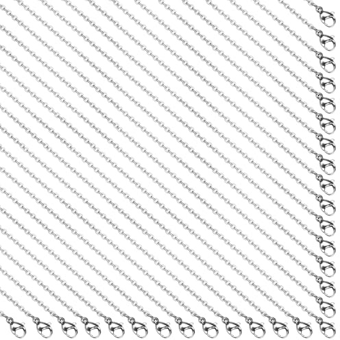 HEKOBAG 30 Fili Catena per Gioielli 50cm, Catene per Collane Fai da Te Catenina in Acciaio Inox Donna Catenina per Ciondolo Uomo con Chiusura a Moschettone, Catene di Gioiellerie per Ciondoli