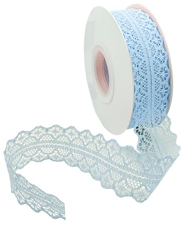 Vordpe Spitzenband, Borten und Bänder zum Nähen, Vintage Spitzenband Breit 3cm, Schleifenband Hochzeit Spitze-Borten für DIY Hochzeit Tischdeko Basteln Geschenkband (45m/Rolle, Blau)