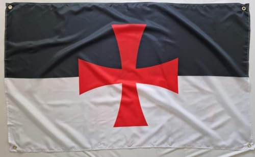 Bandiera Templare, rinforzata con 4 occhielli, 150 x 90 cm (Templari)