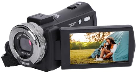 Yanmis Caméscope Vidéo, Full HD 1080P 30FPS 30MP Vlogging Camera avec Zoom Numérique 16X, Rotation à 270 Degrés Enregistreur Vidéo à écran de 3,0 Pouces avec Lumière de (Prise UE