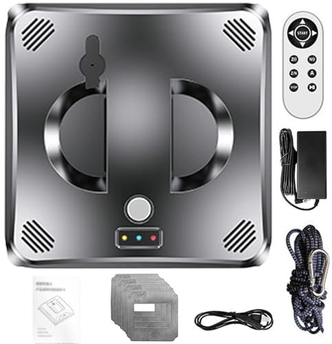 Robot Window Cleaner with 3 Modes, 4 Accessories, Remote Control, 3000pa Electric Window Cleaner with 2 Sides Spray Water, Window Cleaning Robot with Path Planning, Security Protection black
