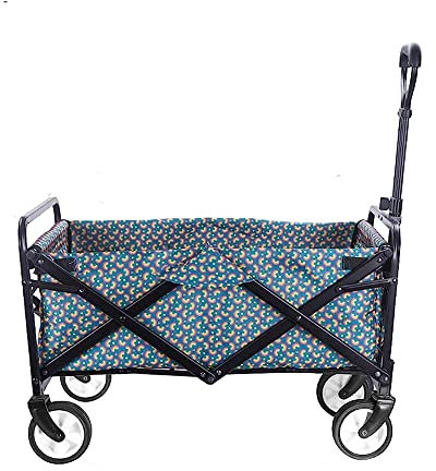 Chariot de jardin pliable avec 4 roues pour camping, plage, parc, shopping