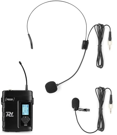 Power Dynamics PD220BP Émetteur de Poche Sans Fil UHF avec Micro Casque et Micro Cravate - 160 Canaux, Écran Affichage LCD, Un Système Idéal pour les Conférences de Presse, Présentations, Vidéos