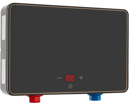 Elektrischer Durchlauferhitzer, Tankloser Mini-Warmwasserbereiter mit LED Temperaturanzeige, 3.5-5.5KW, Druckfest, Geeignet FüR Waschbecken, KüChen, SpüLbecken, Schwarz