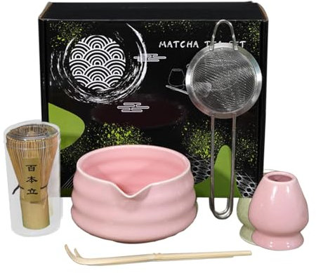 Service à thé japonais – Service à matcha 5 pièces au design authentique, kit de fouet à matcha professionnel pour les amateurs de matcha, les débutants, la famille et les amis | Ensemble traditionnel