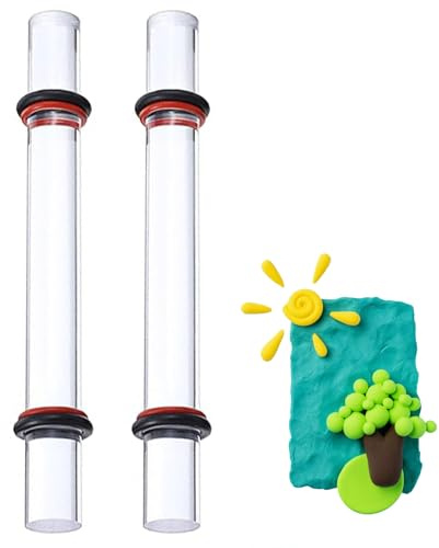 2PCS Clay Rolling Pin, Transparent Clay Craft DIY Polymer Clay Tool, Comfortable and Easy to Clean Air Dried Clay Tool, Used for DIY Craft Art Supplies and Ceramic Teaching Tools