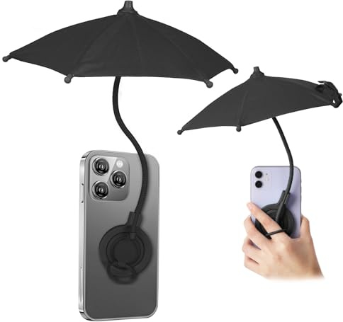 TDTOK Magnetic Phone Umbrella for Sun with Universal Adjustable Phone Ring, Outdoor Anti-Reflective Magnetic Cell Phone Umbrella Sun Shade for iPhone 16 15 14 13 12 Pro Max