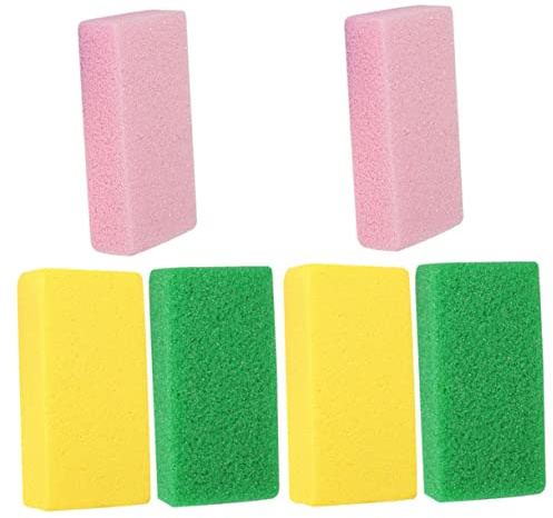 FRCOLOR 6 Stück Fußbimsstein Gelb Pink Grün Hornhautentferner Bimsstein mit Ergonomischem Griff Fußschrubber zum Peeling Abgestorbener Haut für Pediküre