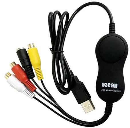 Juroupi Ezcap158 USB 2.0 UVC Video Card, VHS to Digital Converter, Video Box Supports CVBS and S-Video Input, Convert VHS/DVD, VCR, Camcorder, Game Player to PC