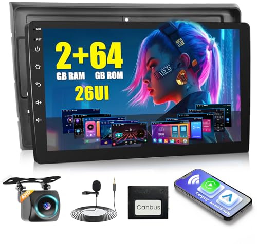 Inefala Android 15 Autoradio für FIAT Bravo 2008-2013 | 2G+64G,9 Zoll TouchScreen mit CarPlay & Android Auto,Navi,GPS,WiFi,Typ C,FM/RDS,Bluetooth,EQ,SWC,Rückfahrkamera,MIC
