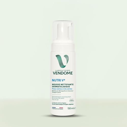 LABORATOIRES VENDÔME - NUTRI V+ - Mousse Nettoyante Dermatologique - Visage & Yeux - Nettoie & Démaquille En Douceur - Enrichi En Acide Hyaluronique - Peaux Sèches À Très Sèches - 150ml
