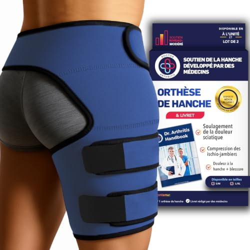 Doctor Developed - Soporte estabilizador de cadera para mujeres y hombres, soporte transpirable para recuperación muscular y alivio del dolor de cadera, manga de compresión para isquiotibiales con