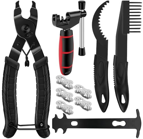 Seconero Dérive de Chaîne pour Vélo, Derive Chaine Velo, Pince Attache Rapide Chaine Velo, Dérive-chaîne et Jauge de Chaîne, Ensemble d'outils de réparation de chaîne pour 6 7 8 9 10 11 12 Vitesses