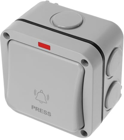 TIDTALEO Interruptor Botón Pulsador Momentáneo Resistente Al Agua Para Exteriores, Tamaño Estándar, Diseño Para Baño y Jardín, Compatible Sistemas De Control De Acceso y Puertas De Garaje
