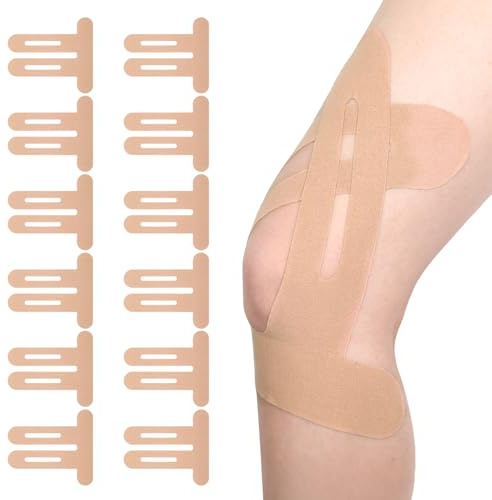 12 Stück Kinesiotapes Knie Tape Vorgeschnitten Hautfarben Kinesiologie Tape Kinesiotapes Kinesiotape Physiotape Knietapes Vorgeschnitten Knie Kniepflaster für Schmerzreduktion und Muskelunterstützung