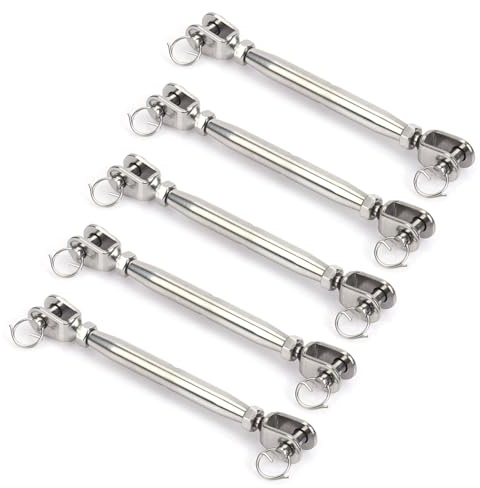 XuQiZZpp Lot de 5 tendeurs de câble M6 en acier inoxydable pour serrer la corde, étanches et robustes