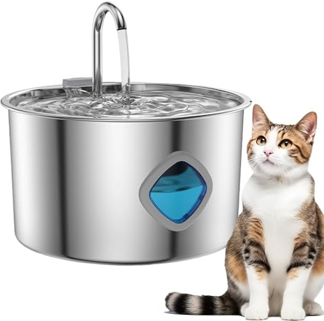 Fuente De Agua Para Gatos - 3.2l Bebedero Gatos Inalambrico | Silencioso Bebedero Automatico Perro | Dispensador De Agua Para Fuente | Tazón De Acero Inoxidable Automático Para Mascotas, Para Interior