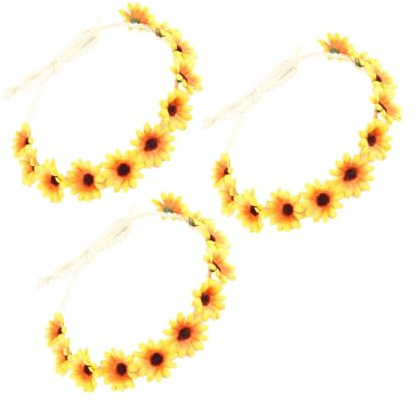 ibasenice 3 pezzi Fascia Capelli con Fiori Gialli da 3 Pezzi Coroncina Floreale Leggera e Resistente per Festival Matrimonio Feste Foto e Vacanze Estive