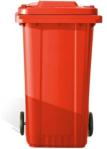 Contenedor Basura Ruedas Exteriores Con Tapa For Uso Residencial Comercial Ideal For Patios Garajes Terrazas(Red,100L)