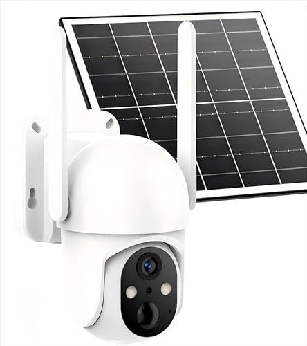 PESAIR Telecamera di sorveglianza solare 4G LTE per esterni, con scheda SIM per esterni, telecamera IP 2K HD