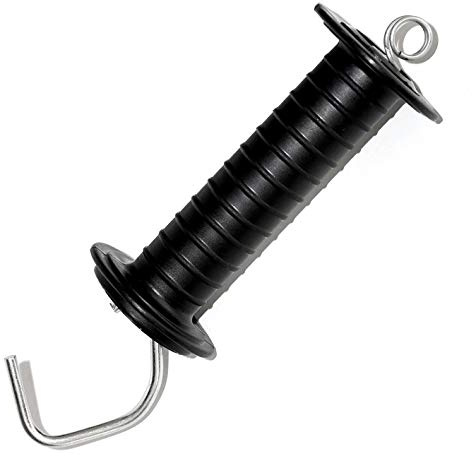 NORBI-LAND Electric Fence Heavy Duty GATE Handle - Fencing Internal Spring Hook (2, Black)