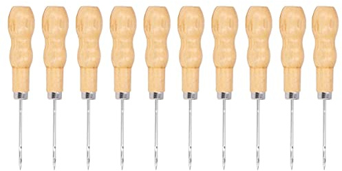 Punteruolo per cucire in pelle Kit di strumenti professionali con manico in legno per la riparazione di attrezzature da campeggio all'aperto fai da te Imbracatura da sella 10