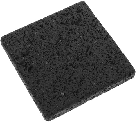 COLLBATH Azulejo de piedra volcánica para cocinar, 9,9 x 9,9 x 1,5 cm, para barbacoa coreana a gas. Piedra volcánica para cocinar carne, mariscos y verduras.