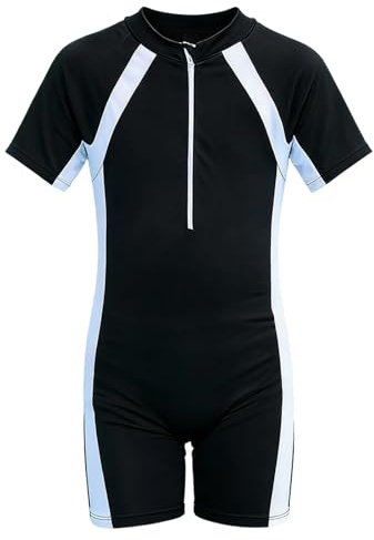 ZXTGBQ Maillot de Bain Une Pièce pour Garçons et Filles Maillot de Bain à Manches Courtes de 8 à 10 Ans pour L'été, Le Surf, La Natation, Les Sports Nautiques