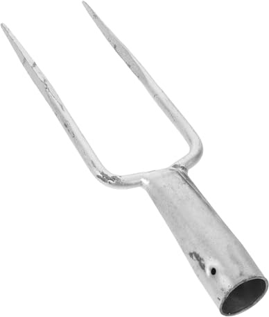CRAFTHROU Forca da Giardinaggio Manuale in Acciaio a Due Punte 35 CM Testa Forcone 2 Denti per Diserbo e Lavori di Giardinaggio Esterni