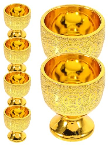 Garneck Spirit Cup Pp White 6pcs Golden 30ml for Worship and Gifts