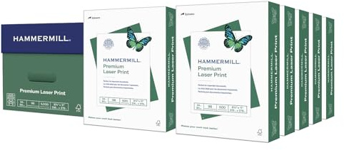 Hammermill Printer Paper, Premium Laser Print 24 lb, 8.5 x 11-10 Ream (5000 Sheets) - 98 Bright, Made in the USA, 104604C