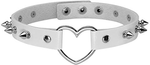 MILAKOO Punk Style Love Heart PU Leder Kragenchoker Halskette mit Nieten Akzent versetzt