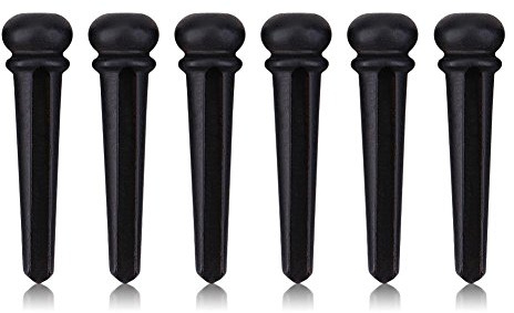 Gitarrenset mit 6-teiligen Bridge-Pins, 6-teiligen Ebenholz-Bridge-Pins mit Abalone-Schale für Akustikgitarrengitarren Zubehör aus natürlichem Ebenholz, langlebig
