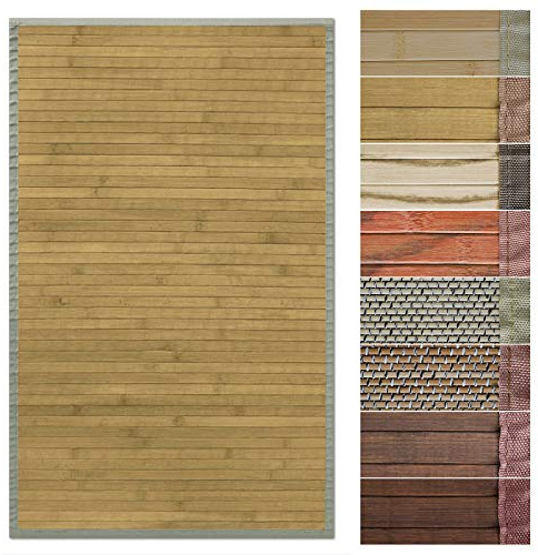 Floordirekt Bambusteppich Bambusmatte mit Stoffrahmen | Natur Design in vielen Farben & Größen (70 x 200 cm, Marigold)