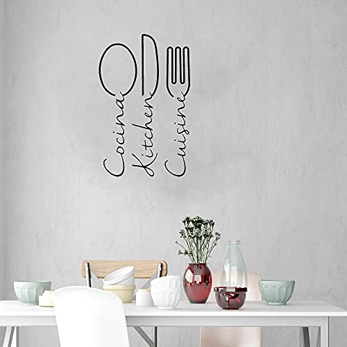 Zdklfm69 Wall Decals Wall Sticker Spanish French Cook Kitchen Knife fork spoon Dinning Room Cuisine Kitchen Vinyl 135x86cm