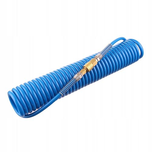 Tubo per Aria Compressa Avvolgibile a Spirale, Prolunga Compressore Aria, Lunghezza 15 m, Attacco Rapido Europeo