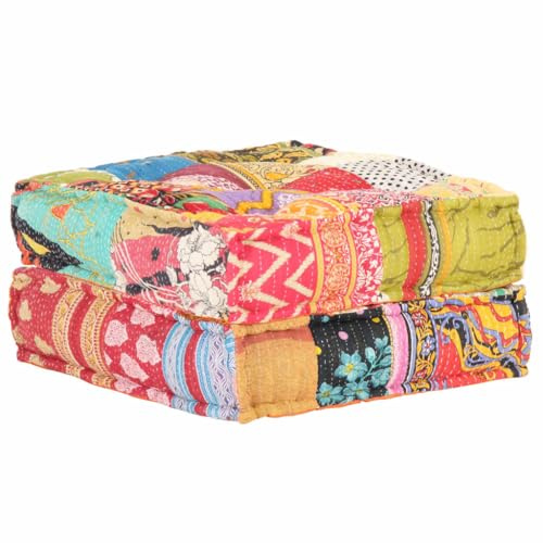 vidaXL Pouf Sitzpouf Sitzpuff Sitzhocker Bodenkissen Sitzkissen Ottomane Hocker Fußhocker Sitzsack Fußschemel Patchwork 60x70x36cm Stoff