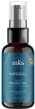 MKS eco for Men Imperial Beard Oil, Sandalwood Scent - 2 fl oz - Calms & Controls Facial Hair, Adds Shine, Moisturizes Skin - With Hemp Seed Oil & Argan Oil - Vegan, Cruelty Free