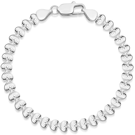 Damen Armband Silber 925 Herzkette Armkette 5mm mit Geschenk-Box SA-73 | Silberarmband mit Herzen aus hautfreundlichem 925 Sterling Silber in 17-21cm Made in Germany von MATERIA by Matthias Wagner