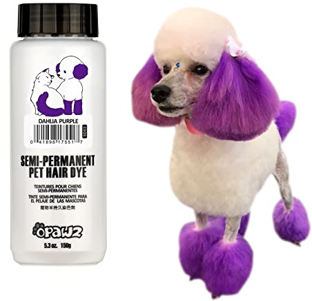 OPAWZ Semi-Permanente Chien Poils Teinture, Sécurisé Animaux Teinture pour Chiens, Chats et Tous les Animaux Pouvant être Baignés (Dahlia Violet)