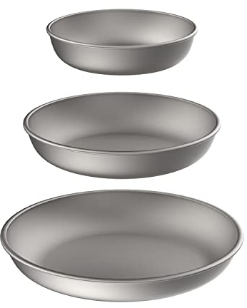 TIANDLIFE Camping Geschirr Teller, Titan Camping Teller Pan Outdoor Camping Pfanne Geschirrset Outdoor Ultraleicht Kochgeschirr Freien Wandern Picknick BBQ