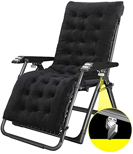 CAPXXIN Sonnenliegen Relaxsessel mit Kissen |Klappbarer Gartenstuhl mit Liegefunktion, gepolstert mit Fußstütze |Schwarze Liegestühle mit Getränkehalter Needed