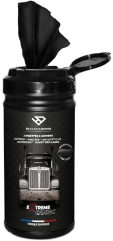 BlackDiamonds - Reinigungstücher für LKW - 5-Wirkungen - Reinigt, Schützt, Antistatisch, Wasserabweisend & Hochglanz - Biologisch - Ohne Wasser Oder Spülen - 80 Tücher