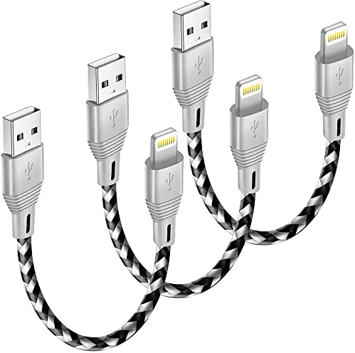 iSOUL Lightning iPhone Charger Cable, 15CM Short Braided USB Cord for iPhone 12/11/Pro/XS/Max/XR/X/10/8/7/6s Plus, iPad Air/Pro/Mini, iPod [Ultra Fast Sync & Charging]