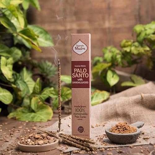8 Palo Santo Sticks mit Sandelholz – Räucherholz ca. 60 Min. Brenndauer – 100% Natürlich & Handgefertigt – Nachhaltig aus Argentinien – Für Meditation & Entspannung