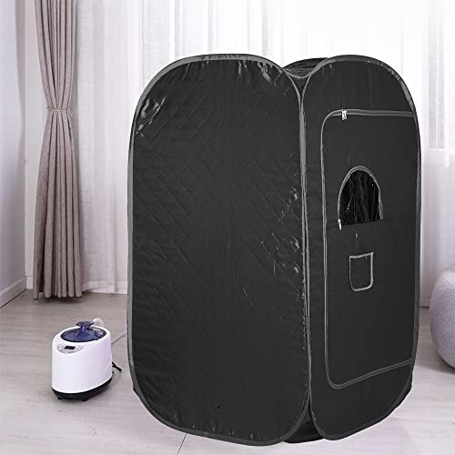 Tragbare Sauna, Mini Dampfsauna für Zuhause，Einzel Portable Sauna Raum Kann Müdigkeit Lindern,Gewichtsverlust,Fernbedienung Timing Temperatureinstellung (80 * 80 * 135cm schwarz)
