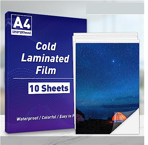 DAVBIR 10 Blatt transparente laminierte Folie, Selbstklebende Kaltlaminierfolie, A4-Papieraufkleber, Overlay-Laminierfolie for Karton Perfection