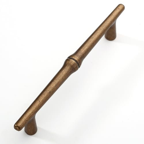 Furniware Vintage Drawer Pulls, 128mm Hole Center, Antique Brass Cabinet Pulls - Kitchen Door Handles