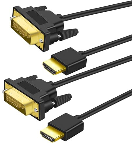 Twozoh 4K HDMI to DVI Cable 1M 2 Pack, Bi Directional Flexible & Hyper Slim DVI to HDMI Cable Support 1080P/4K@60HZ Full HD for Projector, Laptop, TV, PC, DVD Player