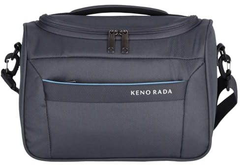 Kenorada Kosmetikkoffer MEDON Beautycase | praktische Kulturtasche mit abnehmbarem Schultergurt | DREI Steckfächer und Fach mit Gummizug | Tragehenkel Oben (anthrazit)